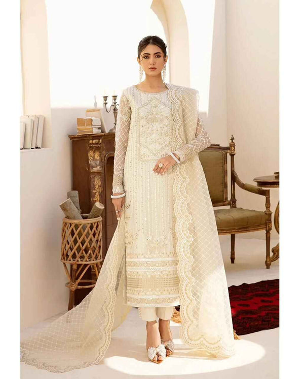 LUXURY WEDDING & PARTY WEAR AKBAR ASLAM CREAM